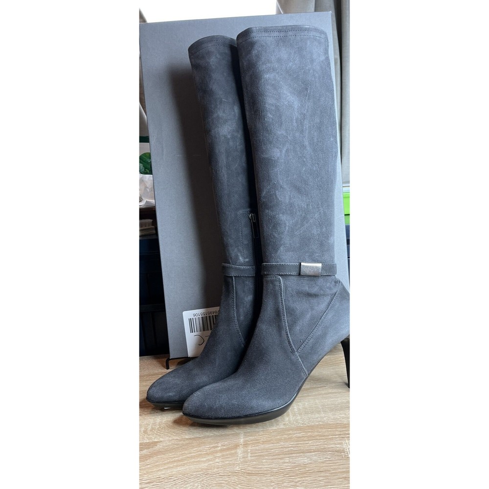 New Aquatalia ROMINA leather suede gray tall heel boots 10 women